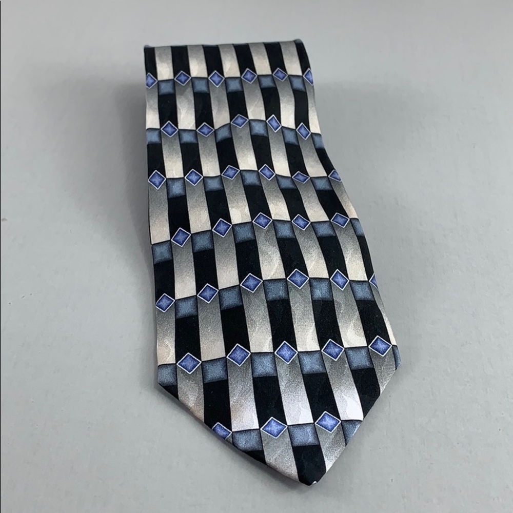 Via Europa Blue Geometric Men’s Tie 3 3/4" x 61"